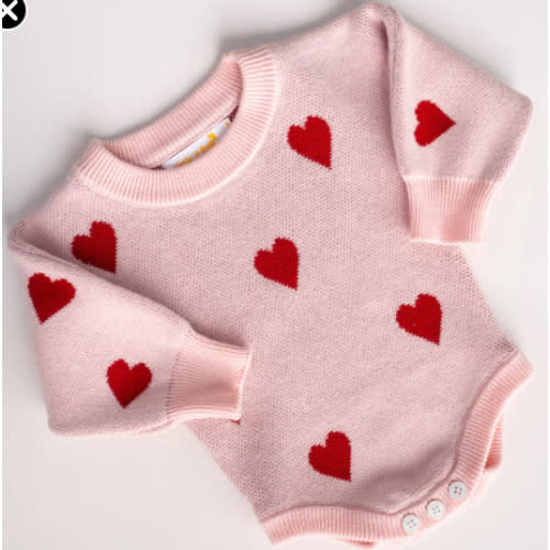 Knit Romper | Red Hearts – Little and Fern