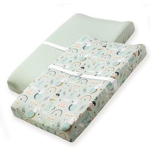 Changing Pad Covers, Unisex Diaper Soft Plush Change Table Sheets for Baby Girls and Boys - Fit 32"/34'' x 16" Pad (Green Forest)