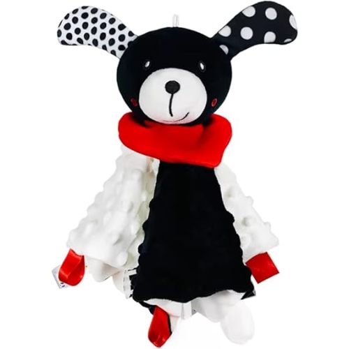 High Contrast Baby Security Blanket-Soft Sensory Lovey for Babies-Red, Black and White Blankie Comfort Toy (Spot the Pup)