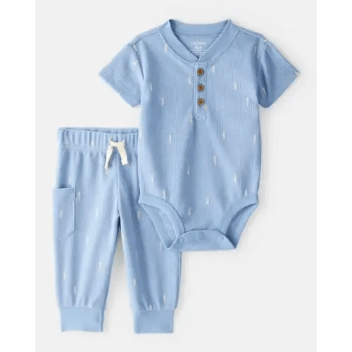 Baby Boy Lightning Thermal Bodysuit & Pant Set - Blue | Carter's