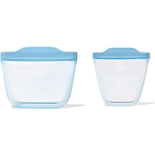 OXO Tot Silicone Reusable Bags – 2 Piece Cup and Snack Set - Dusk