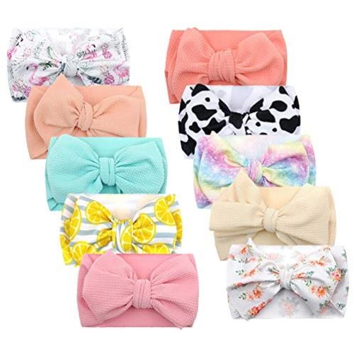 Baby Girl Bow Headbands Newborn Hairband Baby Turban Knotted Headband Nylon Elastic Headwraps for Children Hair Accessories (KK10-10) …