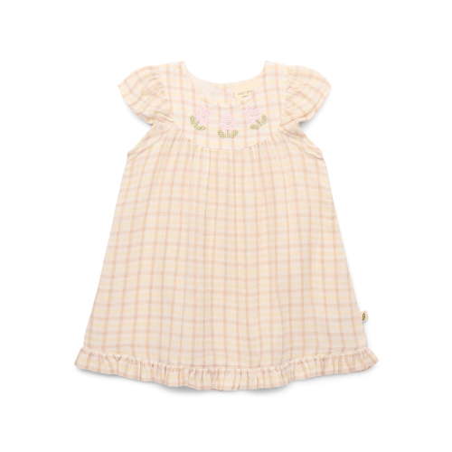 easy-peasy Baby Girls Organic Cotton Gauze Embroidered Flutter Dress, Sizes 0-24M