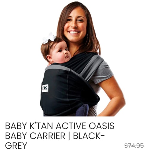 Baby K'tan Active Oasis Baby Carrier | Black-Grey