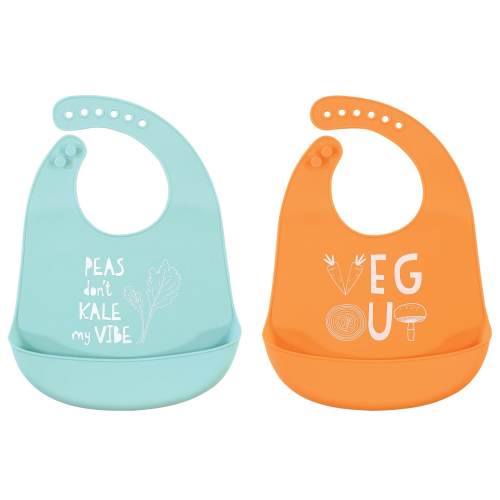 Hudson Baby Infant Silicone Bibs 2pk, Kale, One Size - Kale - One Size