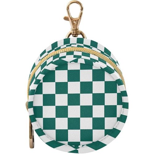 Checkered Plaid Hunter Green Pattern Pacifier Holder Case with Metal Clip Portable Pacifier Holder Case for Boys Girls
