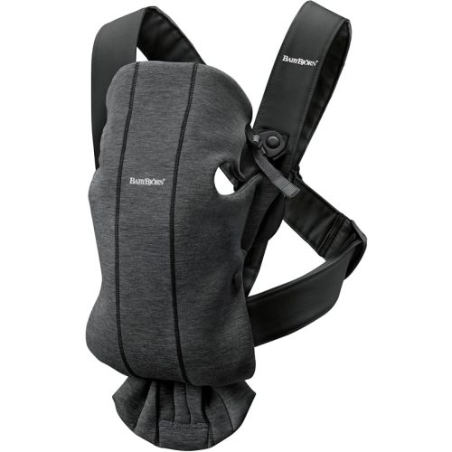 BabyBjörn Baby Carrier Mini, Charcoal Gray, 3D Jersey | Infant Carrier (7-15 lbs), Ergonomic, Easy-to-Use