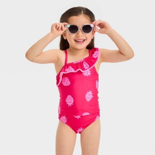 Toddler Girls' Ruffle Tankini Set - Cat & Jack™, Color: Red, Size: 12M