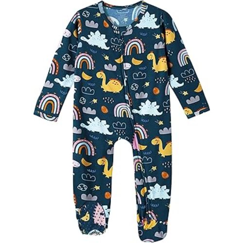 Baby Footie Romper Pajamas Unisex Newborn Infant Pjs Soft Rompers Viscose from Bamboo Sleepwear