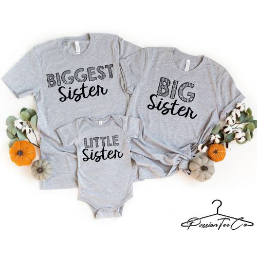 Big, Biggest, Little Sister Shirts, Matching Sister Shirts, Shirt for Baby Announcement, Sister Shirts, Matching Siblings Outfit