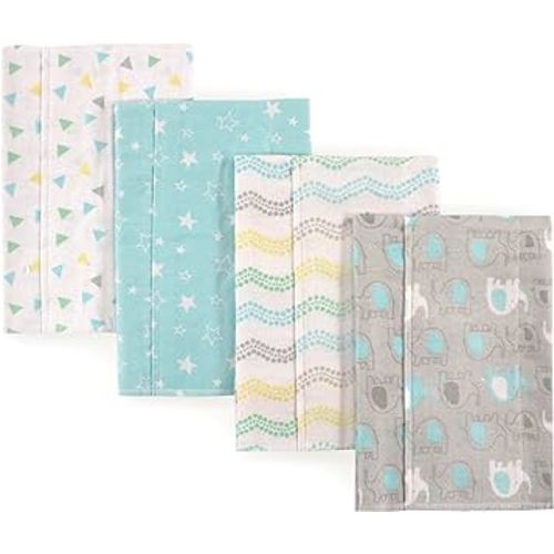 Luvable Friends Unisex Baby Cotton Flannel Burp Cloths, Basic Elephant, One Size