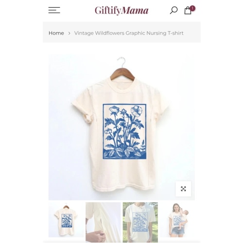 Vintage Wildflowers Graphic Nursing T-shirt – Giftifymama