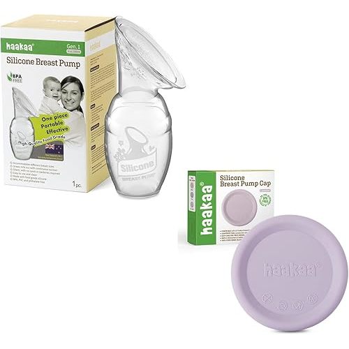haakaa Manual Breast Pump 4oz/100ml & Silicone Cap Combo