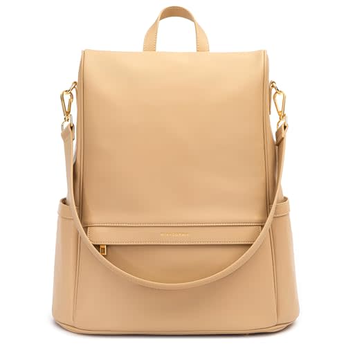 MIA + SOPHIA Leather Diaper Bag Backpack with USB Charging port, Changing Pad and Stroller Straps (Brown Mia)