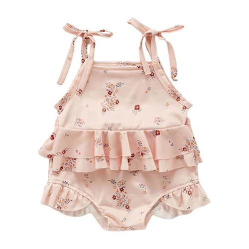 Musuos 2Pcs Baby Girls 2-Piece Swimwear, 3 6 9 12 18 24Months Floral/Lemon Print Frilly Tank Tops + Ruffle Hem PP Shorts Swimsuit