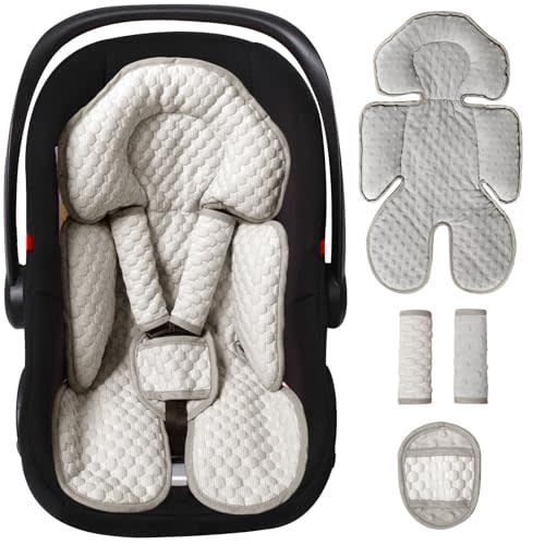 Infant Car Seat Insert, Reversible Baby Carseat Cushion 2-in-1 for Newborns Toddlers Head & Body Support Pad for Carseats, Strollers, Swings, Bouncers
