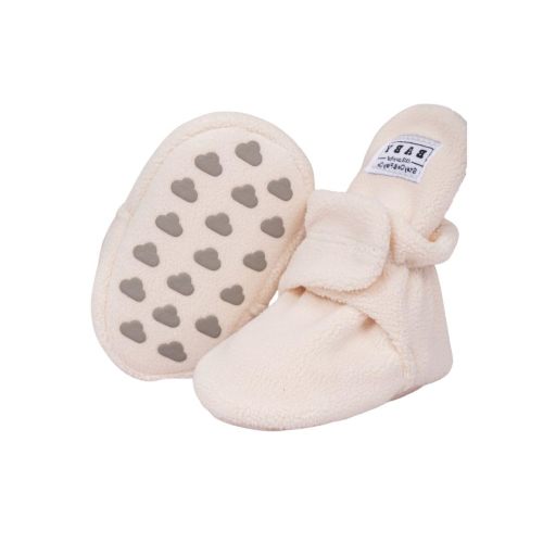 Beige Fleece Baby Booties with Non-Slip Grippers | Polar Feet® Baby Shoes