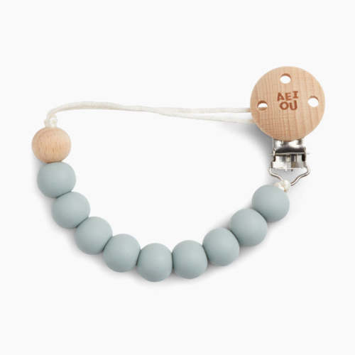AEIOU Silicone Pacifier Clip, Sage