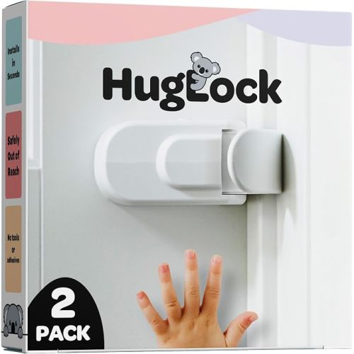 Huglock - The Snap-On Door Lock Kids Can't Reach or Defeat - No Tools or Adhesives Required - Works With Door Knob, Lever or Handle - Childproof Safety Locks are Toddler, Baby and Child Proof (2 pack)