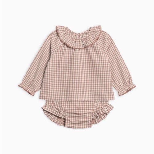 Dorothy Poplin Ruffle Collar Shirt and Bloomer Set
