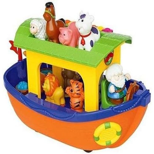 Kiddieland Toys Limited Noah’s Ark Shape Sorter Toy, Musical Piano Sounds, 9 Animal Figures, Free-Wheeling Push-Along Boat for Toddlers and Preschool Kids