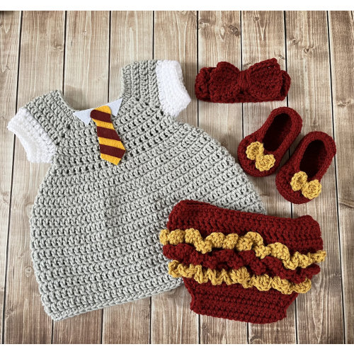 Baby Girl Wizard Costume/Crochet Wizard Dress/First Birthday Dress Photo Prop Newborn to 12 Months- MADE TO ORDER