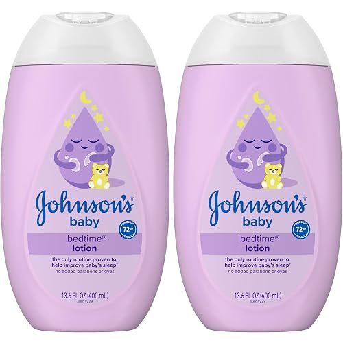 Johnson's Moisturizing Bedtime Baby Lotion with Coconut Oil & NaturalCalm Aromas to Help Relax Baby, Hypoallergenic & Free of Parabens, Phthalates & Dyes, Mild Skin Care, 13.6 fl. Oz (Pack of 2)