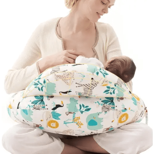 Momcozy Pioneering Safety Fence Nursing Pillow for Breastfeeding- Wider Feeding Pillows for More Support for Mom & Baby- Easier Nursing & Hand Free- Fit for All, Removable Cotton Cover