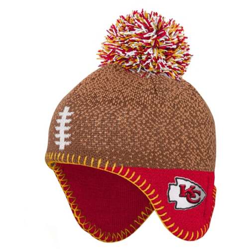 Infant Outerstuff Brown Kansas City Chiefs Football Head Knit Hat with Pom