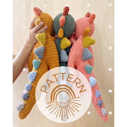Bohasaurus Knotted Lovey — Crochet Dinosaur PATTERN ('Big' Size Dino)