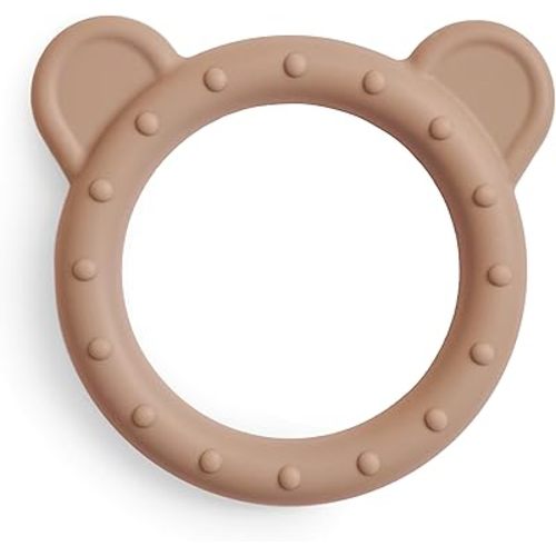 mushie Silicone Baby Teether Toy | Bear (Natural)