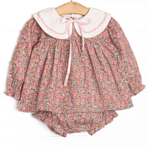 Flashback of Florals Collared Long Sleeve Diaper Set, Pink – Stitchy Fish