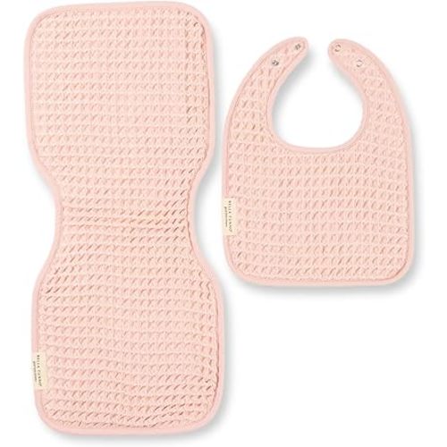Bella Tunno Baby Bibs and Burp Cloths Set – Reversible Drool Bibs and Soft Absorbent Newborn Burp Cloths, Oeko-TEX Certified (Blush)