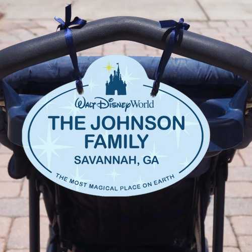 Custom Disney Stroller Luggage Tag Scooter Name Tag - Personalized Family ID Sign - Magical Vacation Essential Disney Stroller Name Tag Sign