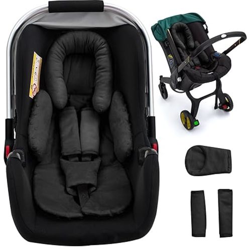 Newborn Car Seat Head Support with 3 Shoulder Covers Set, 2-in-1 Reversible Infant Car Seat Insert, Thickened Car Seat Cushion for Baby, Carseat Head Support for Preemie to Infant
