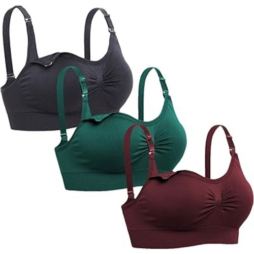 Lataly Womens Seamless Nursing Bra Sleeping Maternity Bralette for Breastfeeding Pack of 3