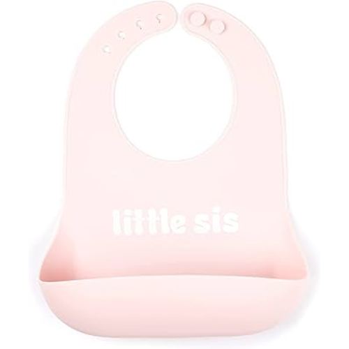 Baby Bib for Eating by Bella Tunno, Waterproof Silicone Bib with Large Food Catcher, Adjustable Fit for Babies 4-12 months & Toddlers 1-3 Years, Boys & Girls, Little Sis