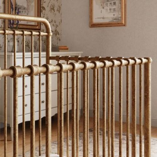 Namesake Winston 4-in-1 Convertible Mini Metal Crib - Vintage Gold