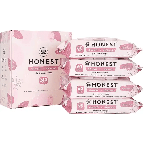 The Honest Company Nourish + Cleanse Benefit Wipes | Cleansing Multi-Tasking Wipes | 99% Water, Plant-Based, Hypoallergenic | Sweet Almond, 240 Count