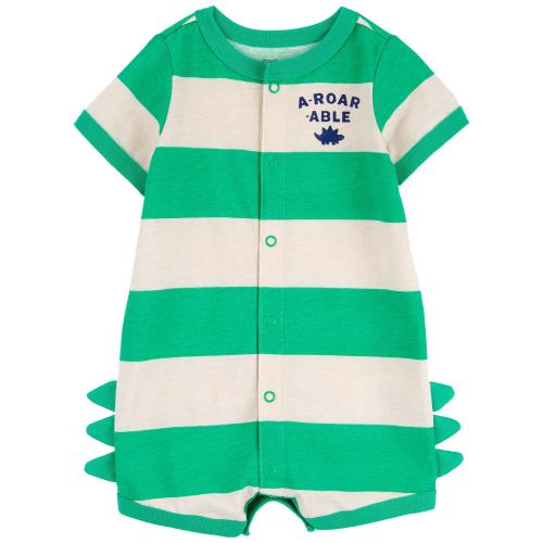 Baby A-Roar-Able Striped Snap-Up Romper - Style,Green