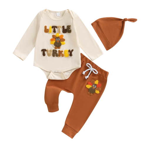 Karoyedx Boys Clothes Newborn Baby Boy Fall Clothes Outfits Long Sleeve Knitted Cotton Romper & Pants Infant Winter Sets Khaki Size,0-3 Months