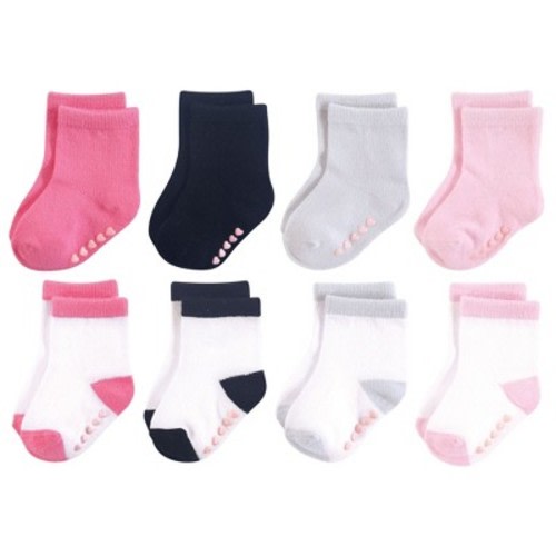 Luvable Friends Baby Girl Fun Essential Socks, Black Pink, 6-12 Months