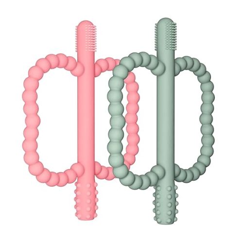 2 Pack Baby Silicone Teething Toys, Teething Sticks for Babies,Silicone teether Tubes for Baby Girl,BPA Free, Soothe Gums for 0-6 3-12 18-36 Months, Newborn Infants Toddler Sensory Chew Toys