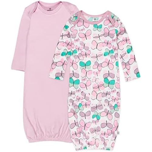 HonestBaby Baby 2-Pack Sleeper Gowns Layette Sets 100% Organic Cotton for Newborn Boys, Girls, Unisex