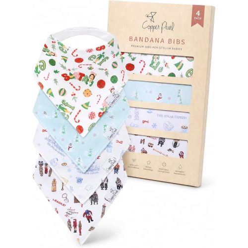 Copper Pearl Baby Bibs 4 Pack, Bandana Drool Bibs for Baby Girl & Boy, Soft Cotton Bibs for Drooling and Teething
