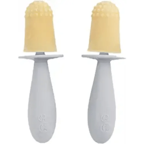 ezpz Tiny Pops (Pewter) - Popsicle Mold Set with Wands for Infants 4 Months + - Two Pack - Baby Essentials - Mold Set with Wands (2-Pack)