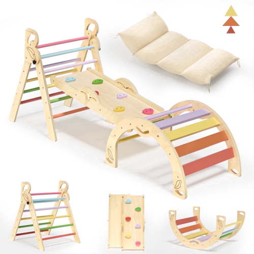 BlueWood Montessori Triangle Climbing Set Indoor Playground for Kids Complete with Pads 4-Piece