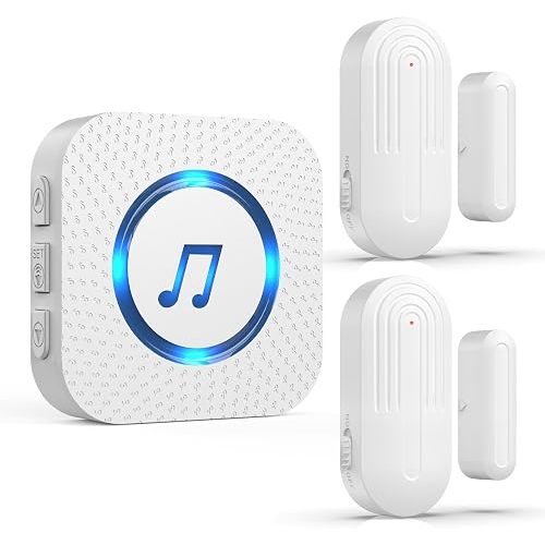 Door Chime,SanJie Wireless Door Sensor Chime When Door Opens,Door Entry Alarm Chime for Business/Home/Kids,500 FT Range,26 Chimes 5 Adjustable Volume, 2 Sensors + 1 Receivers