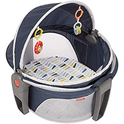 Fisher-Price On-The-Go Baby Dome Citron Wedge, Portable Infant Play and Napping Space with Canopy and Toys - Citron Wedges