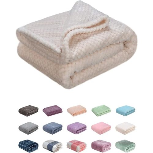 Fuzzy Throw Blanket Plush Fleece Blanket 40Wx60L M-Cream